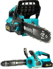 Resim Genel Markalar GERMANY STYLE Çift Akülü Testere 58VFX 8000 mAH Kömürsüz Motorlu Otomatik Yağlamalı Şarjlı Testere 