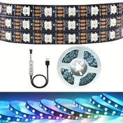 Resim AOEVK 5.0 metre Akıllı LED Şerit Işıkları, 5050 RGB+IC ile Takip Etkileri - WS2812B Bireysel Adreslenebilir, USB 5V 60LEDs/pixel/m, TV Arka Işık (127.0-215.9cm) Ev/Duvar Dekorasyonu, Cadılar Bayramı, Noel, Düğün Partisi Hediyesi, İç Mekan Dış Mekan Aydınlatma | Renkli LED Şerit | Dayanıklı LED Işıkları, LED Noel Işıkları 