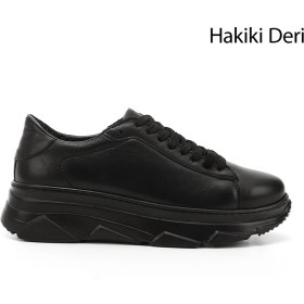 Resim Gönderi(R) Gönderi R Kadın Siyah Bağcıklı Dolgu Taban Hakiki Deri Sneaker Dyza13424166 Siyah 