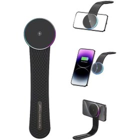 Resim 15w Magsafe Manyetik Araç Telefon Tutucu Katlanabilir Kablosuz Hızlı Şarjlı Vantuzlu Stand 