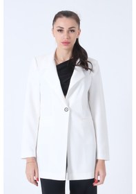 Resim Feminist Ekru Zebra Astar Detaylı Krep Blazer Ceket 01051201.147 001 