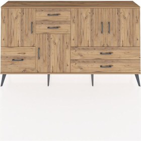 Resim Arges Konsol 4 Raflı 5 Çekmeceli 4 Kapaklı 176x30x99 Çam-çam Atlas Çam - Atlas Çam 