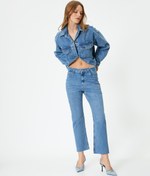 Resim Kısa İspanyol Paça Kot Pantolon - Crop Kick Flare Jeans 