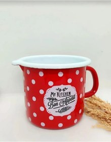 Resim Kırmızı Emaye Retro Sütlük Cezve Yumurta Haşlama Kabı 1,5 Litre Kırmızı 