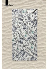 Resim Marte Home Dolar Desen Baskılı Plaj Havlusu Gri 