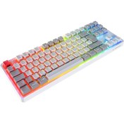 Resim Rampage Yoru Tkl Pro Beyaz/gri 2.4ghz+Bt5.0+Type-C Outemu Red Swich Q Kablosuz Mekanik Oyuncu Klavyesi 