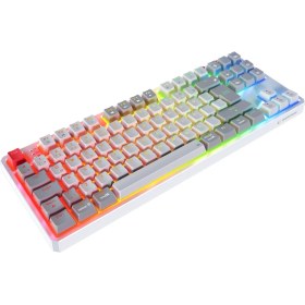 Resim Rampage Yoru Tkl Pro Beyaz/gri 2.4ghz+Bt5.0+Type-C Outemu Red Swich Q Kablosuz Mekanik Oyuncu Klavyesi 