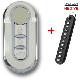 Resim babikamium Fiat Doblo 2010 Sıstalı Beyaz-gümüş Oto Anahtar Kumanda Kabı Kılıfı Oto Anahtarlık 