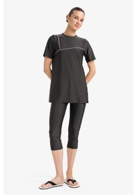 Resim Defacto 4'lü Hızlı Kuruyan Burkini Tesettür Basıc Mayo Takım E3514AX25HS Antrasit 