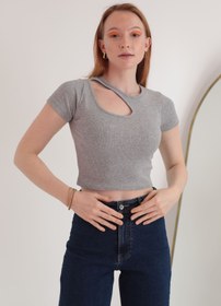 Resim Kaktüs Moda Kaşkorse Kumaş Önü Damla Model Kısa Kol Kadın Bluz Siyah, Grimelanj 