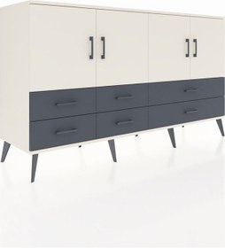 Resim Kronos Konsol 6 Raflı 6 Çekmeceli 4 Kapaklı 176x59x99 Aytaşı-aytaşı/antrasit Aytası/antrasıt - Aytası 