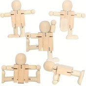 Resim DIY Bitmemiş Ahşap Robot Bebek Kiti - Hareketli Eklemeler, Boyama & Renklendirme İçin Boş, Gençler ve Yetişkinler İçin Sanatsal El Sanatları Projesi, DIY Robot Yapımı|Minimalist Robot Tasarımı|Ahşap Yapı, Bebek Yapım Malzemeleri 
