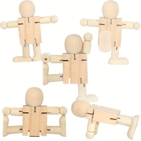 Resim DIY Bitmemiş Ahşap Robot Bebek Kiti - Hareketli Eklemeler, Boyama & Renklendirme İçin Boş, Gençler ve Yetişkinler İçin Sanatsal El Sanatları Projesi, DIY Robot Yapımı|Minimalist Robot Tasarımı|Ahşap Yapı, Bebek Yapım Malzemeleri 