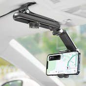Resim Araba Güneşlikli Cep Telefonu Tutucu, 360 Derece Dönebilen, ABS Malzeme, Gösterge Paneli İçin Uygun, Su Geçirmez Döner Fonksiyonlu Araba Cep Telefonu Tutucu 