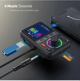 Resim Honeybeeshop Siyah Kablosuz Fm Verici Buyuk Renkli Ekran 2.4a Qc3.0 Usb Sarj Mp3 Calar Aux Tf Kart Bass Tre Destekli 