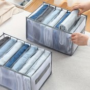 Resim 1 Adet Yıkanabilir Kumaş Gardırop Düzenleyici - 7 Bölmeli Çekmeceli, Kot Pantolon ve Tişörtler için Katlanmış Giysi Saklama, Karışık Renkler, Yer Tasarrufu Sağlayan Dolap Organizatörü, Şeffaf Tasarım, Nefes Alabilen Malzeme 