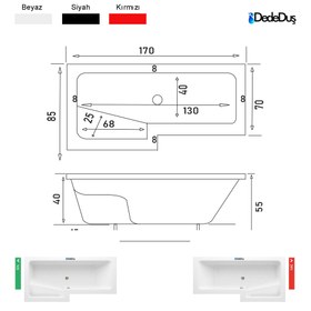 Resim L Tipi Oturmalı Küvet | Jakuzi | Buca | 170x85 | Mod - 85x170 / Beyaz / 1 Kişilik 