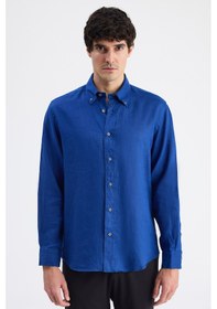Resim D'S Damat Ds Damat Comfort İndigo Düz Keten Gömlek 6hc02ap01304m Çok Renkli 2XL 