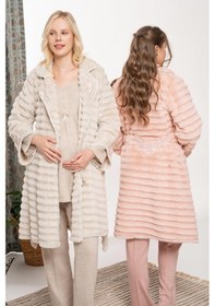 Resim Bone Club Bone 6106 Peluş Sabahlıklı 3'lü Hamile Lohusa Pijama Takımı 