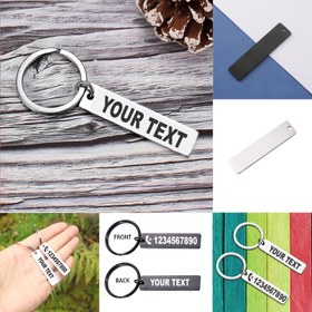 Resim 1/5/10 Özel Paslanmaz Çelik Anahtarlıklar - İsim ve Telefon Numarası ile Kişiselleştirilmiş, Kayıp Önleyici Çift Taraflı Tasarım, Etkinlikler & Partiler için Uygun, Anahtarlar, Çantalar ve Cüzdanlar için Mükemmel 