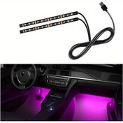 Resim Araba LED Işık Barı, 24 LED RGB Neon İç Mekan Ortam Işığı, Gösterge Paneli Altı Gece Işığı, USB Portlu Araba İç Dekorasyon Işığı, Evrensel Araba Aksesuarları (Pembe) 