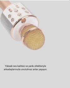 Resim Hnrlıshp Karaoke Mikrofonu Bluetooth Usb Aux Girişli Yankı Efektli 