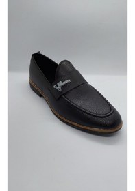 Resim Klasik Siyah Renk Corcik Tarz V Anahtarlı Erkek Kundura Ayakkabı Siyah 