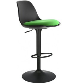 Resim Bürocci Nadya Bar Sandalyesi - Yeşil Deri - Mat Siyah Ayaklı Yüksek Bar Taburesi - 9537y0110 Yeşil 