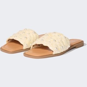 Resim DeFacto Kadın İnci Detaylı Tek Bantlı Düz Taban Terlik E2501AX25SMBG123 Bej 