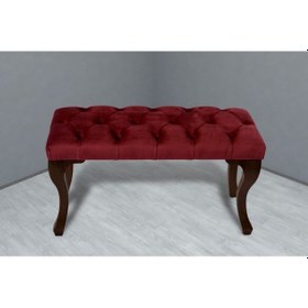 Resim Gazzini Classic Chester Model Kapitoneli Puf- Ceviz Ayak, Bordo Kumaş 