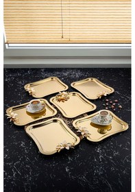 Resim İtalyan Model Papatyalı Kahve-Çay Sunum Ve Servis Tepsisi 