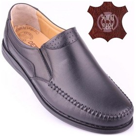 Resim Erkek İç Dış Hakiki Deri Full Ortopedik Ekstra Rahat Günlük Ayakkabı Dtc015 Siyah 