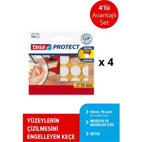 Resim Tesa Zemin Koruyucu Daire Keçe 18 mm 16'lı Beyaz X4 Adet 