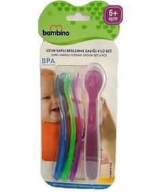 Resim Bambino P6105 Uzun Saplı Beslenme Kaşığı 4'lü Set 