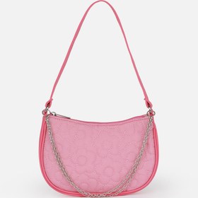 Resim ICONE BAG Paraşüt Kumaş Çiçek Kapitoneli, Suni Deri Detaylı, Pembe Kız Çocuk Baget Omuz Çantası 