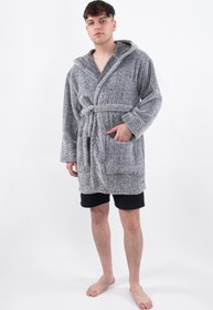 Resim Znp Home Plain Unisex Sabahlık Bornoz Wellsoft Peluş Kapşunlu Erkek Kadın Sabahlık 