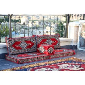 Resim Bakırözü Home 1.kalite Şark Köşesi Takımı Yahyalı Kırmızı Modeli Sünger Dahil 4 Parça 
