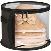 Resim Extra Büyük Katlanabilir Şapka Depolama Organizatörü, Dayanıklı, Hafif, Non-Woven Siyah PVC, Yıkanabilir, Takviyeli Kulaklık, Şeffaf Pencere, Çift Zip ve Güvenlik Kemeri ile, Kovboy, Güneş, Plaj Şapkaları, Giyim, Oyuncaklar ve Komütatör Aksesuarları için 