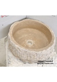 Resim DkMar Traverten Kütük Lavabo 