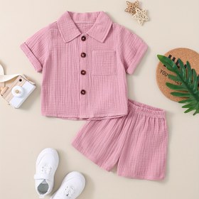 Resim Buruşuk Pamuk Kısa Kollu Pijama Takımı 