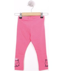 Resim Toontoy Kız Bebek Paça Kedi Nakışlı Tayt Ekru 