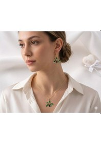 Resim 925 Ayar Papatya Silver Zeytin Kolye Küpe Set.onix Taşlı Zeytin Set.doğum Taşlı Zeytin Set.rose.gold.rodaj Gümüş 