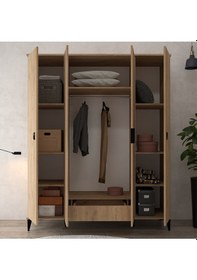 Resim 6401 Neva 4 Kapılı 200 Cm Gizli Çekmeceli Gardırop , Elbise Dolabı , Genç Odası Sepet 