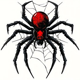 Resim Siyah Karikatür Örümcek Sticker, Su Geçirmez PVC Decal, Kendinden Yapışkanlı, Parlak Bitiş, Araç, Dizüstü Bilgisayar, Cam, Plastik, Metal, Seramik, Tek Kullanımlık, Hayvan Temalı, Düzensiz Şekil 