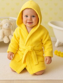 Resim CottonVerse Bebek & Çocuk Kapşonlu Bornoz - %100 Pamuk, Unisex Sarı - Sarı / 3-4 Yaş 
