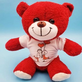 Resim Alifa Toptan Tişörtlü Kırmızı Oyuncak Ayı 