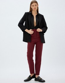 Resim Koton Kumaş Pantolon Havuç Kesim Cepli Standart Bel Bordo 5wak40006uw Bordo 