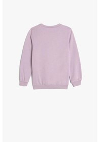 Resim Koton Kız Bebek Çiçekli Sweatshirt Uzun Kollu Bisiklet Yaka Pamuklu Lila 