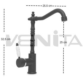Resim Venita Siyah Rustik Mutfak Eviye Batarya Sahra 