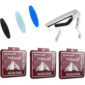 Resim Masterwork Pyramid Uzun Sap Bağlama Tel Seti - Başlancıç Seviyesi Ucuz Kapo 3 Adet Uzun Sap Saz/bağlama Teli + 3 Tezene 